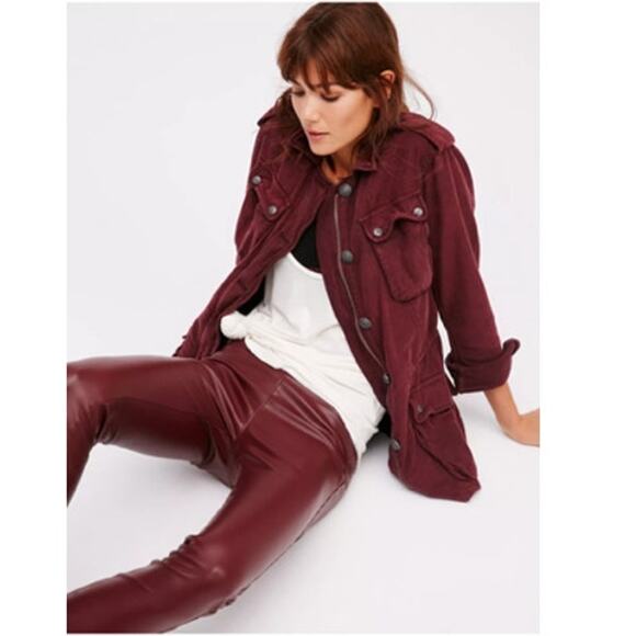 Free People Not Your Brother's Surplus Military Long Burgundy Jacket S - Picture 1 of 9